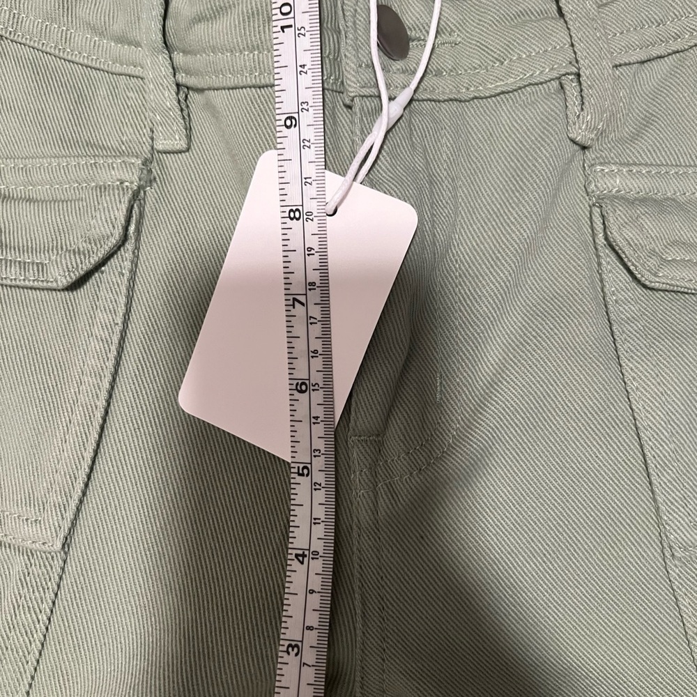 Mid-Rise Wide Leg Cargo Trousers in Sage Green - Picture 7 of 8